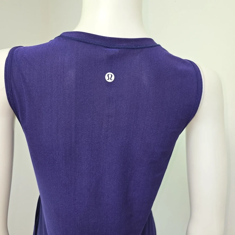 Lululemon Get Low Tank Tie Side Size 4 Mesh Stretch Sleeveless Purple Womens